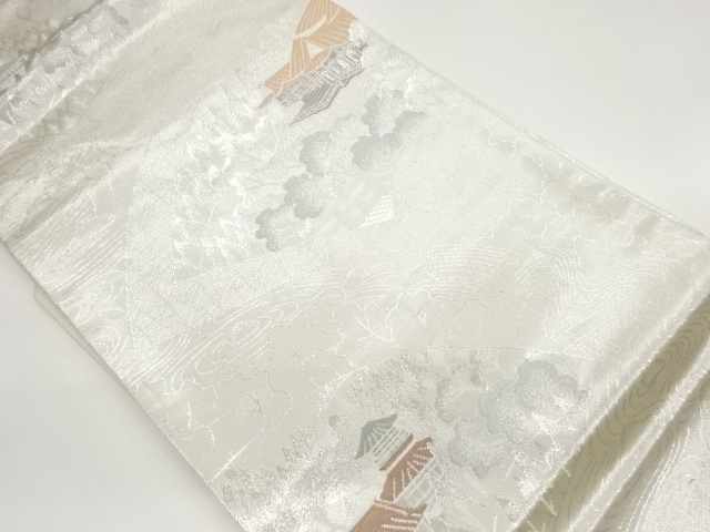 プラチナ二重箔清水寺模様織出し名古屋帯